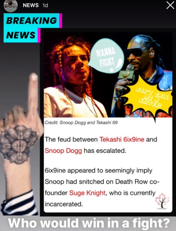 SNOOP DOGG VS 6iX9 instagram vote